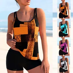 2023 Women's Sexy Beach Swimwear Tankini Two Piece Swimwear Print Tankini Beach Summer Fashion Beach Women's Swimwear Set