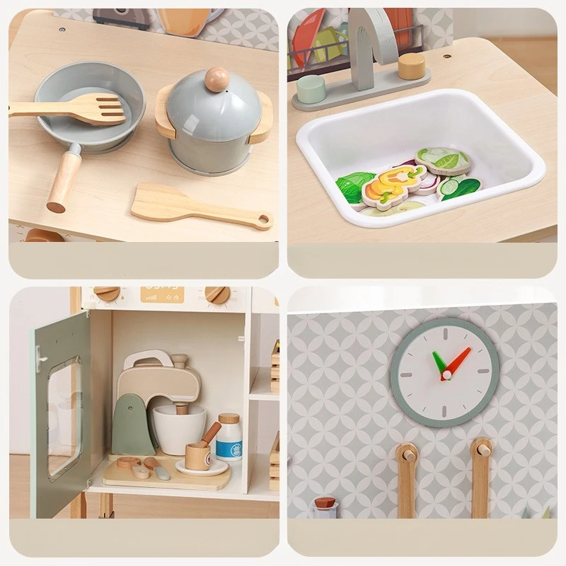 ชุดของเล่นครัวไม้สำหรับเด็ก ของเล่นเสริมพัฒนาการ ชุดครัวขนาดใหญ่ ของเล่นเด็กผู้หญิง เด็กผู้ชาย ของเล่นจำลอง ชุดครัวเด็ก ของเล่นบทบาทสมมติ