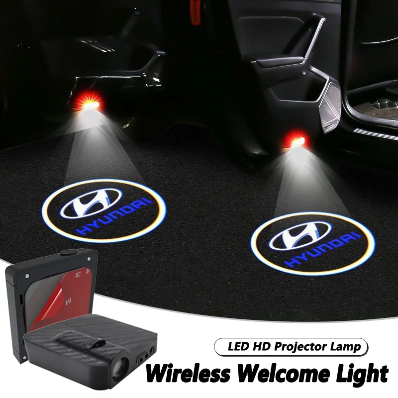 Car Door Wireless Welcome Light LED HD Projector Lamp  Decoration For Hyundai Genesis N-LINE I10 I20 I30 I40 IX20 IX35 Kona Getz