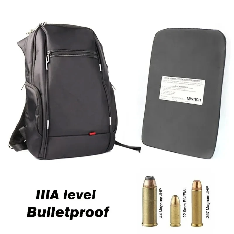 NIJ IIIA Level Bulletproof Backpack Large-capacity Bulletproof Insert Plate Panel Bags for Safety Body Protection Rechargeable