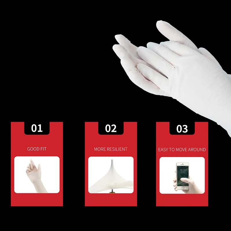 Disposable White Latex Examination Gloves