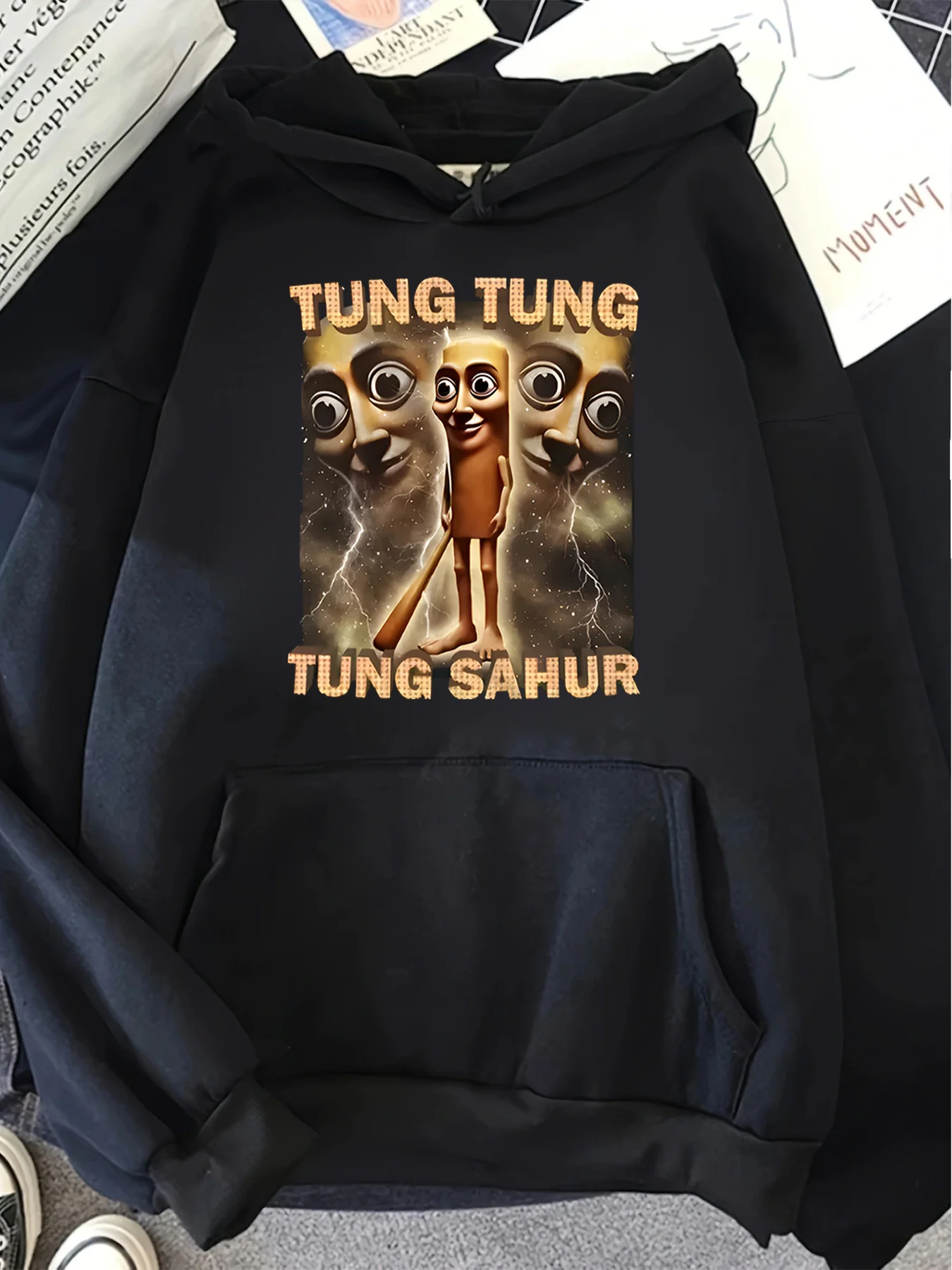 

TUNG TUNG TUNG SAHUR Cartoon Funny Meme Hoodies Men's and Women's Long Sleeve Sweatshirt Pullover Vintage Hip Hop Tops Clothing