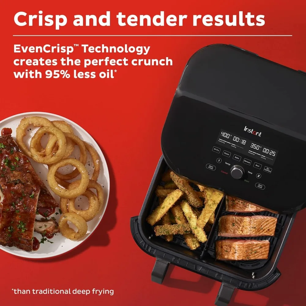 Friteuse à air avec technologie EvenCrisp, 9QT , 8 en 1, Canonique, Chips, Broils, Cuisson, Rôti, Débond, Réchauffe, Friteuses