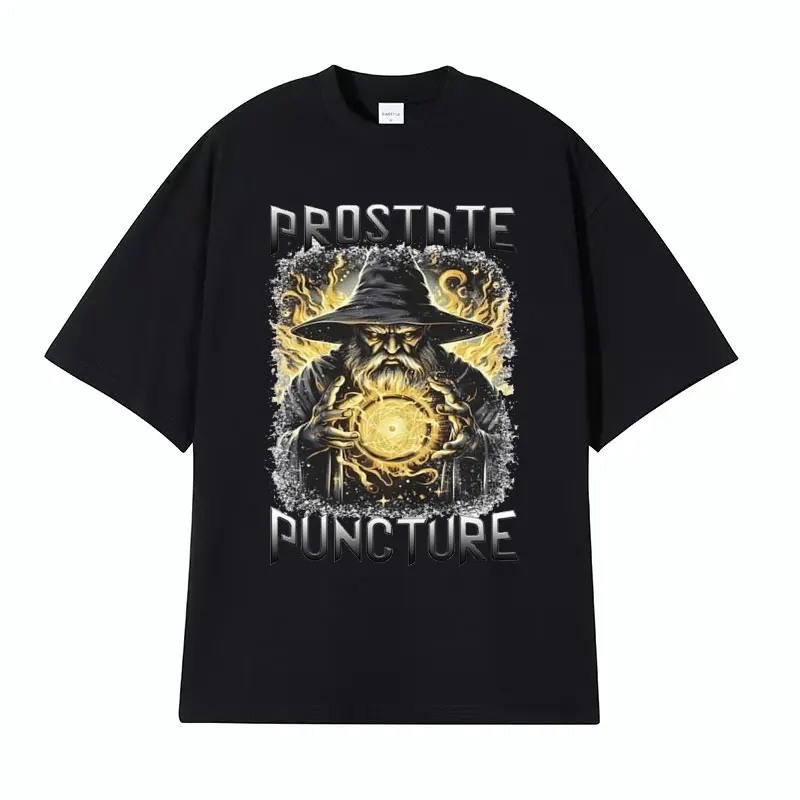 Prostate Puncture Wizard Tee Shirt Testicular Torsion Funny Meme T Shirt Men Harajuku Retro High Quality T-shirt Male Streetwear