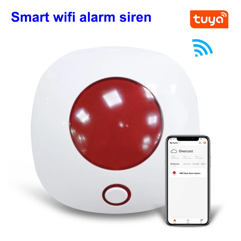 Smart Tuya Protection sirena sensore di luce stroboscopica WIFI Sound Light Alarm sirena Safety 110dB Home Alarm Security System EU Plug