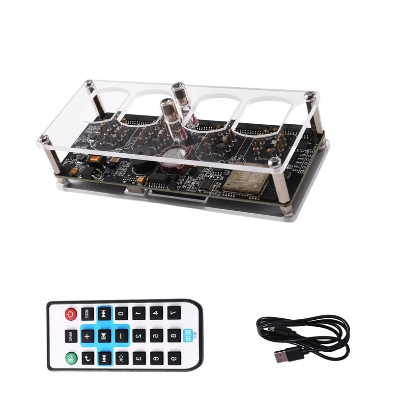 A69ENixie Clock Base With Glow Tube WIFI Function 12H/24H Time Display W Temperature Remote Control Type-C Power