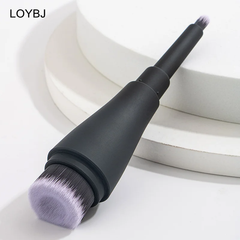 LOYBJ-brocha para base fluida de cabeza plana, brocha para base en polvo líquida, crema correctora, brocha para maquillaje cosmético con tapa