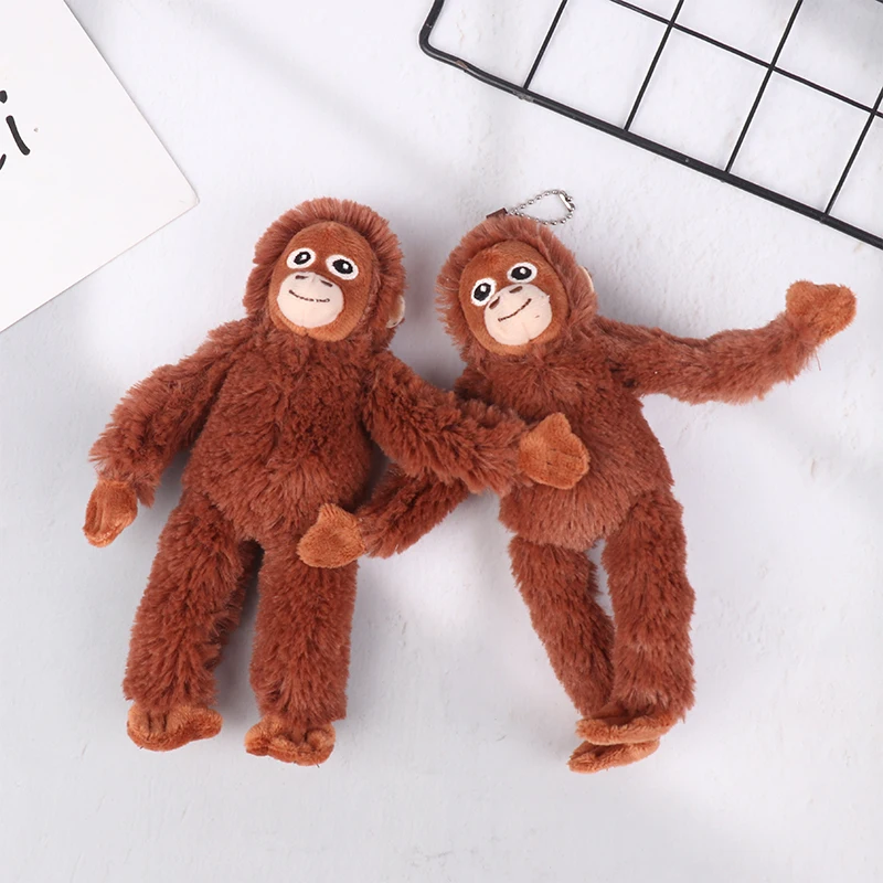 1 قطعة قلادة قرد صغير لطيف أفخم دمية الحيوان Orangutan Plushies دمية حقيبة قلادة لينة محشوة ظهره المفاتيح أفخم الدمى