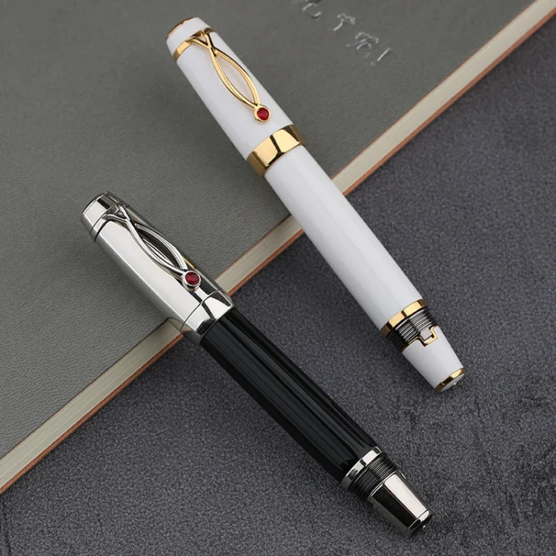 Majohn MoonMan X1  Mechanical Extension Fountain Pen EF 0.4mm Nib Striped Black White Pens for Writing School Supplies Gift