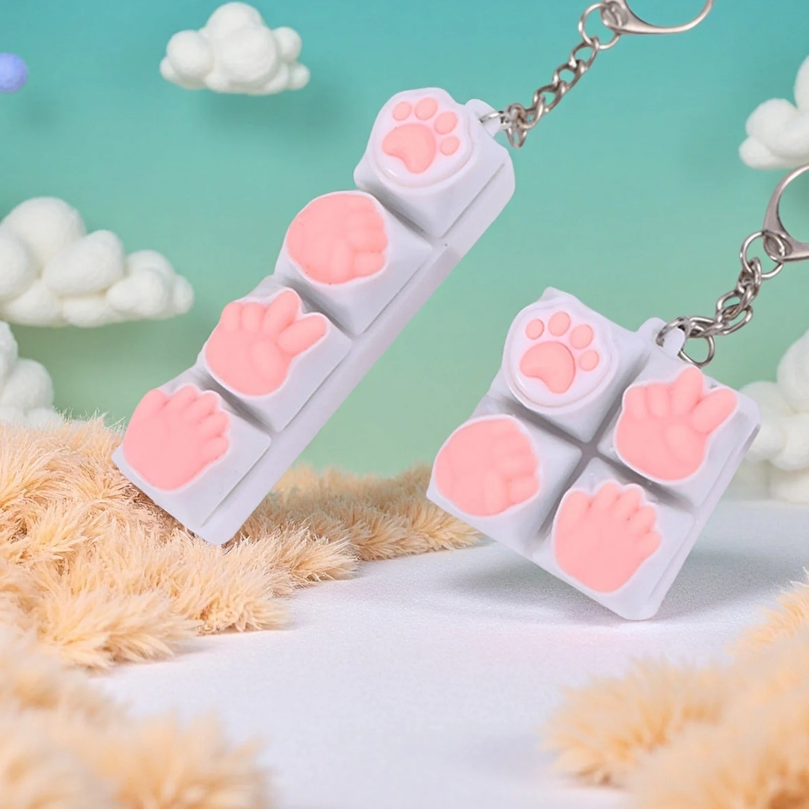 

Силиконовый брелок в виде кошачьей лапы, игрушка для снятия стресса с подсветкой для любителей клавиатуры, кнопка для снятия тревоги