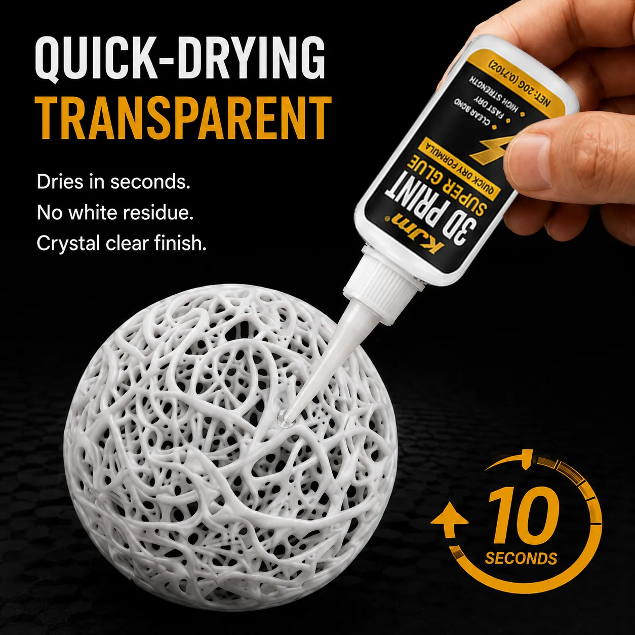 3D Model Super Adhesive Glue Fast Curing Clear High Strength for PLA ABS 3D Printed Part Crack Repair Handmade Craft Assembly