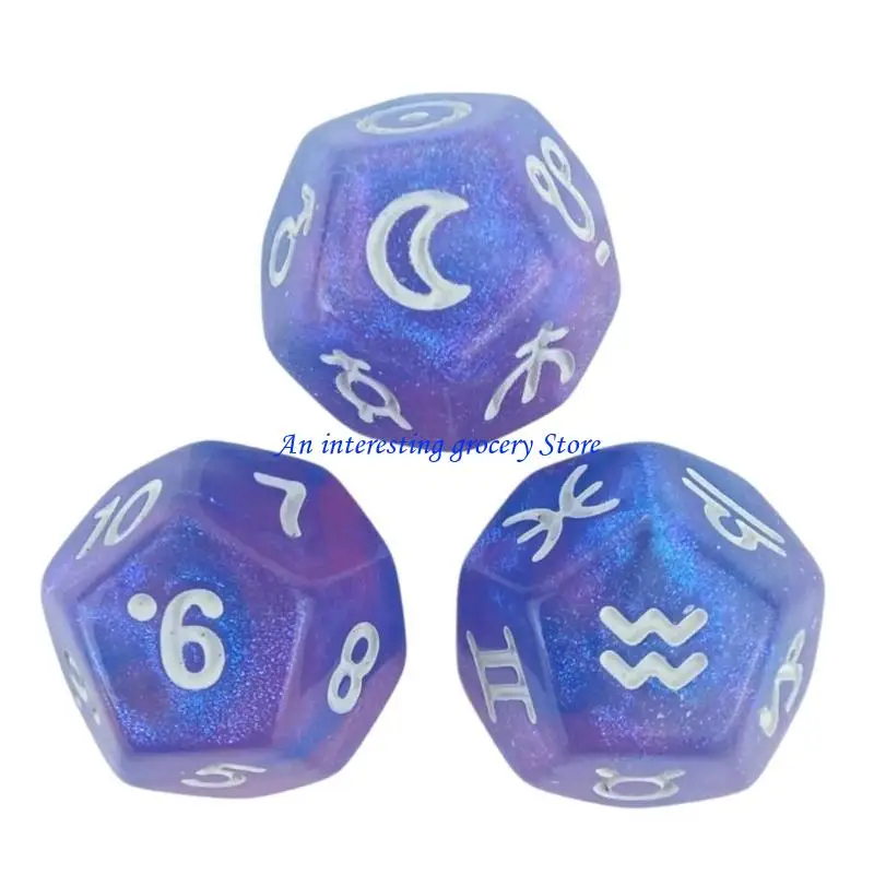 

652D 3Pcs Acrylic Astrological Divinations Dices for Tarots Cards Game Accessory