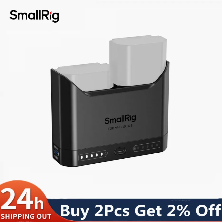 Cargador de Batería SmallRig para Cámaras Sony NP-FZ100/Canon LP-E6P/Nikon EN-EL15c/Sony NP-FW50/Panasonic DMW-BLK22 5489 5490 5491