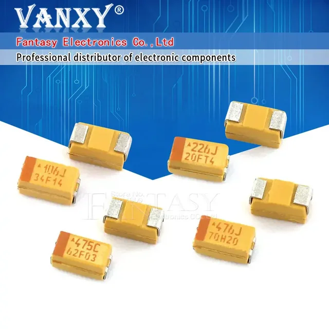 10PCS A B C D Obudowa Kondensator tantalowy 6V 10V 16V 25V 35V 50V 0.1UF 1uf 2.2UF 4.7UF 10UF 22UF 33UF 47UF 100UF 220uF 330UF