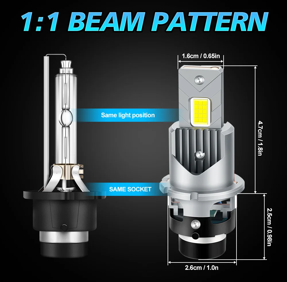 D SERIES D2S D4S LED Headlight Bulbs D1S D3S Canbus 30000LM D2R D4R Auto Bulbs 300W Car Lamp Xenon HID 6000K Plug&Play 12V 24V image 2