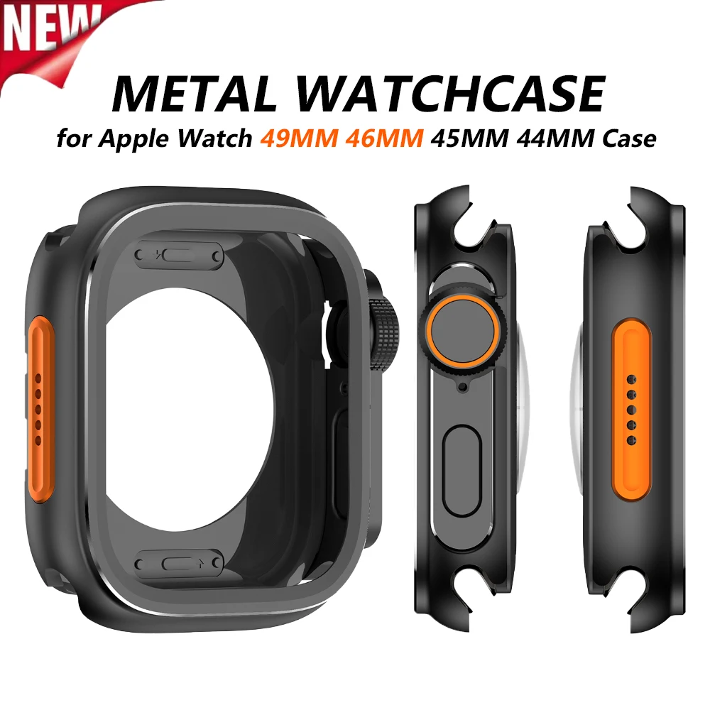 

Металлический чехол-бампер для Apple Watch Ultra2 49 мм, без стекла, защитная пленка для экрана для Iwatch 10, 46 мм, 9, 8, 7 6, 5 Se 4 44 мм, 45 мм, корпус
