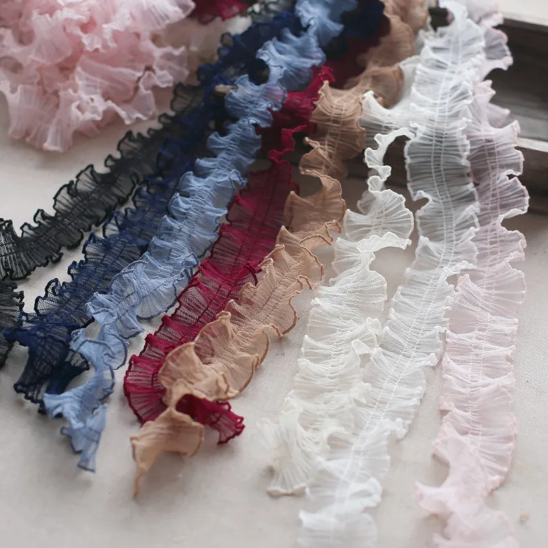 5cm Wide Center Pleated Ruffles 8 Color Options Lace DIY Hat Headgear Clothes Fluffy Skirt Blouse Leader Mouth Sewing Decorative