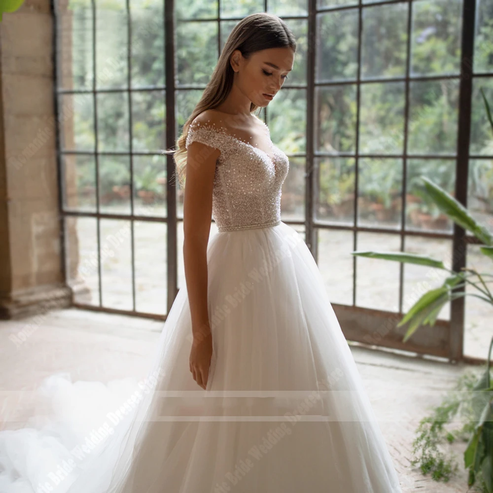 Robes de mariée A-ligne à col en V sexy pour femmes, dentelle élégante, imprimé de fleurs, patients de princesse, quelle que soit la longueur de vadrouille, robes de soirée éducatives