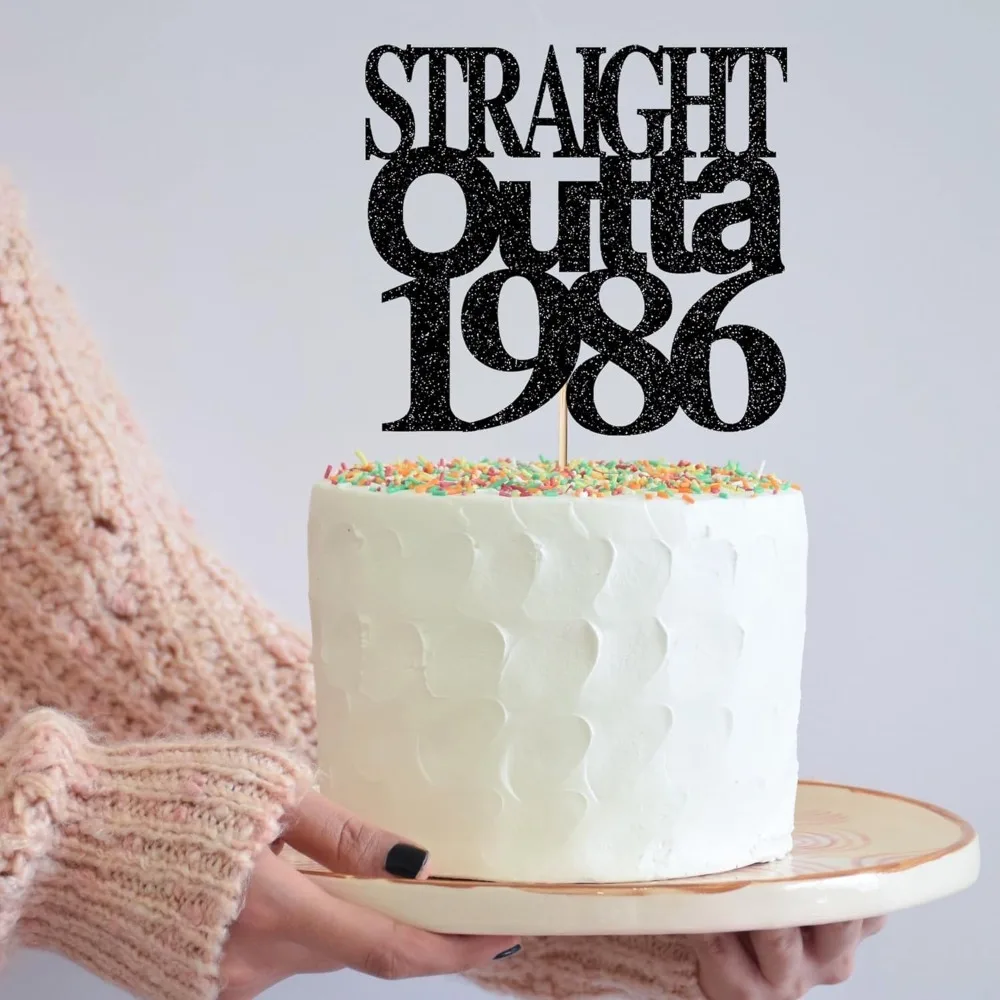 Straight Outta 1986 Tortenaufsatz für 40. Geburtstag, Cheer 40 Tortenaufsatz Lustige 40er Geburtstagsparty für Männer und Frauen – Detail 5