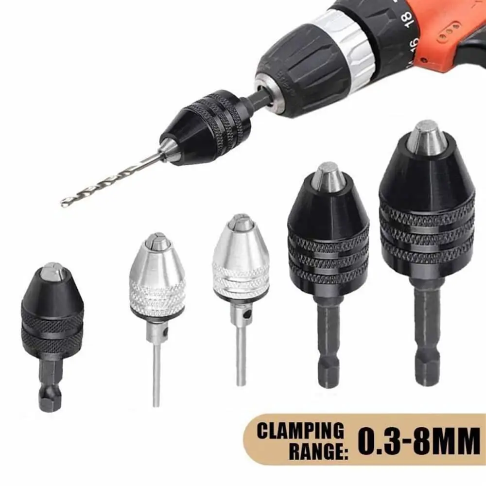Multifunctional 0.3-6.5mm Chuck Quick Change Adapter 1 Pcs Hex Shank Round Shank for Electric Tool Accessories Drills Bits