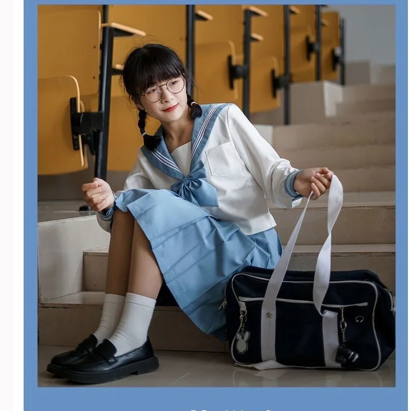 Authentic Japanese Style Long Sleeve Uniform Set with Collar College Middle School Uniforms JK Cosplay Costume for Women