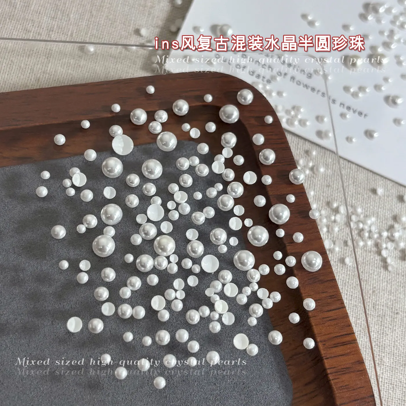 Mini Mix Size Semi-circular Pearl Rhinestones Glitter Powder Sequin Crystal Nail Art Accessories Half Round Decorations Manicure
