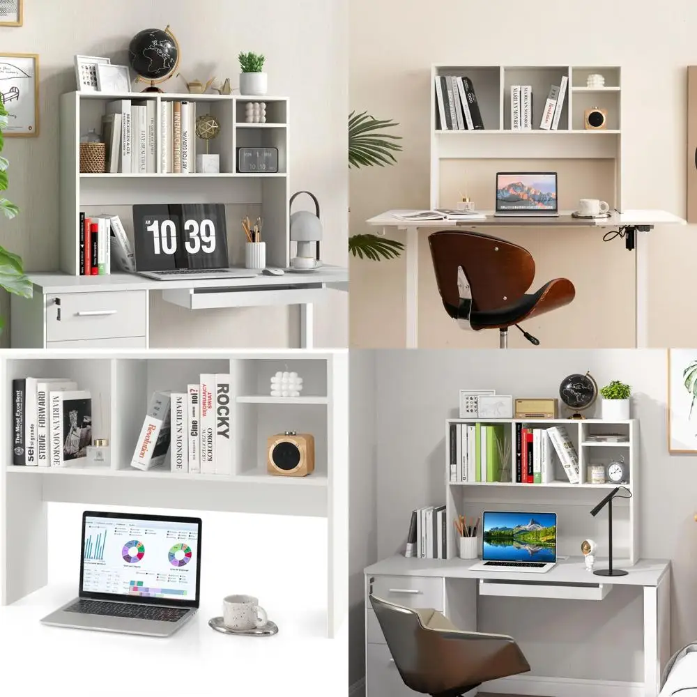 

3-Tier Wooden Desk Bookshelf, 5-shelf Countertop Organizer for Dorm or Home Office