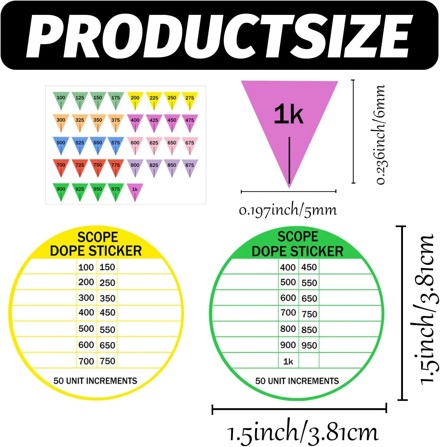 15 Scope Stickers Scope Dope Stickers - Precision Adjustment Stickers for Outdoor Sports,Use with Dope Card,Turret Tags