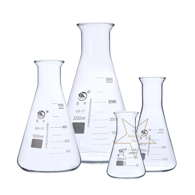 1pcs 50/100/150/250/300/500/1000ml Laboratory Borosilicate Glass Conical Flask Chemistry Supplies