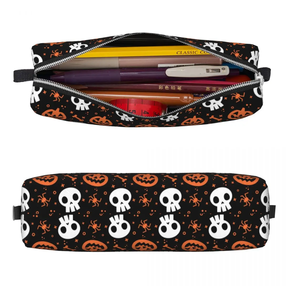 Halloween Pumpkin Ghost Skull Pencil Cases Pencilcases Pen for Student Large Storage Bag School Supplies Cosmetic Stationery