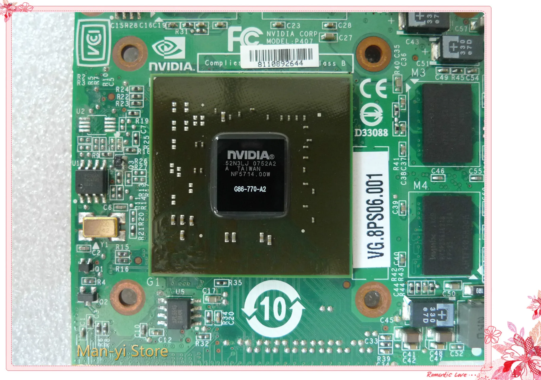 

8600M 8600MGS Graphics Video Card For Acer 5520 5920 7250 7720 4720 5720 4520 6920 DDR2 256MB G86-770-A2