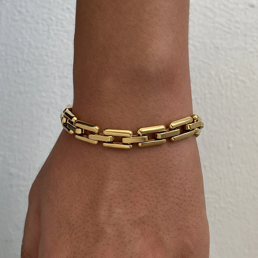 316L Edelstahl Armband für Männer Frauen Mode Vergoldet Geometrische Kette Armbänder Wasserdicht Schmuck