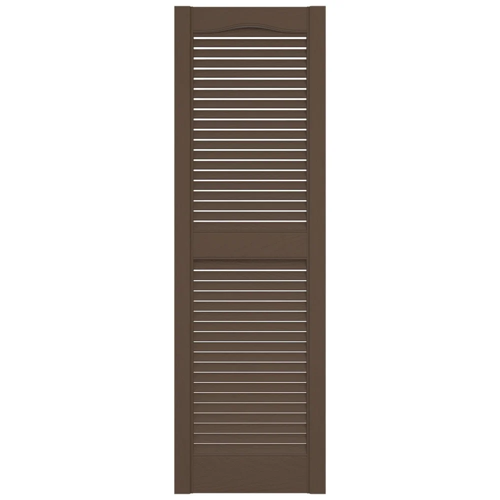 Vinyl Open Louver Shutters Standard Cathedral Top Home Exterior Installation Hardware Included Durable Lightweight Weather