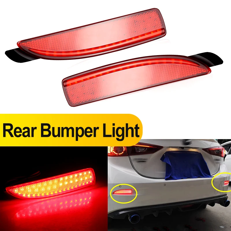 2PCS Led Reflector Lamp Rear Bumper For Mazda 2 DY 2003-2007 3 Axela BK5P BKEP BK3P 2003-2009 5 CR19 2005-10 6 Atenza GJ 2013-up