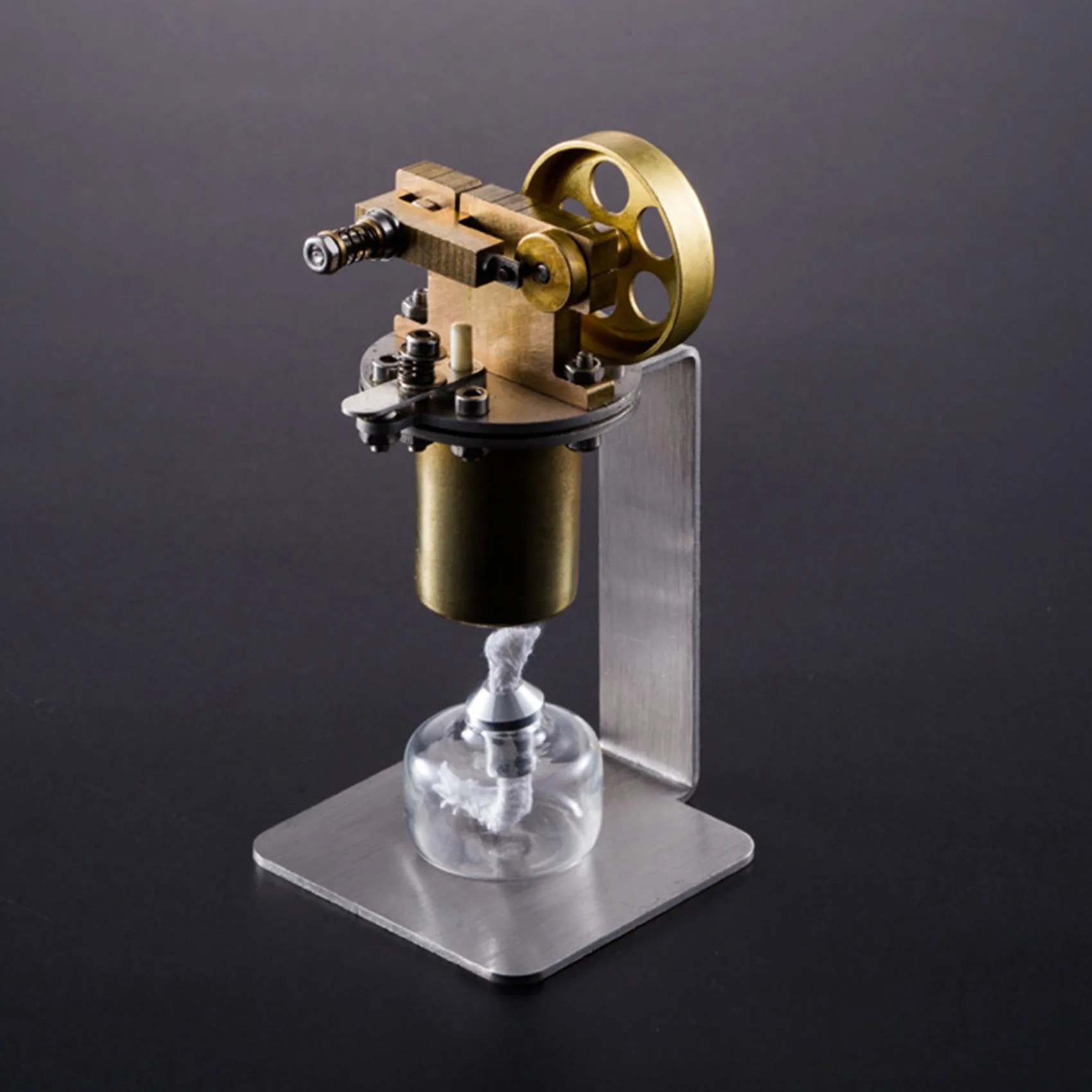 Mini Stirling Engine Model, Full Copper Boiler Vertical Small Steam Engine Model Physical Experiment Toy Gift