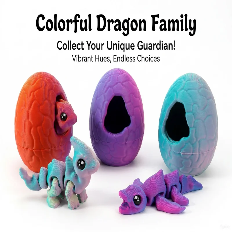 Shell breaking dragon egg Easter Gift Idea3D Printed Cute Dragon Pet Figurine  Creative Desktop Ornament Decoration toys