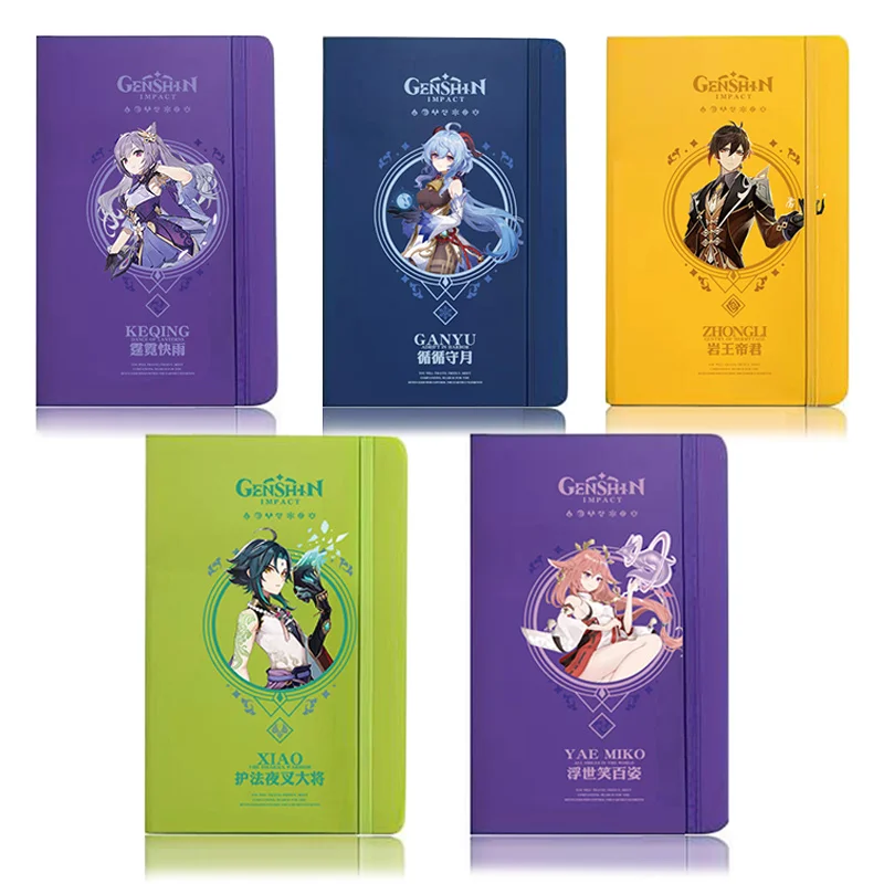 

Anime Game Cos Xiao Zhongli Yae Miko Keqing Ganyu Venti Hutao Stationery Color Cartoon Notepad Notebook