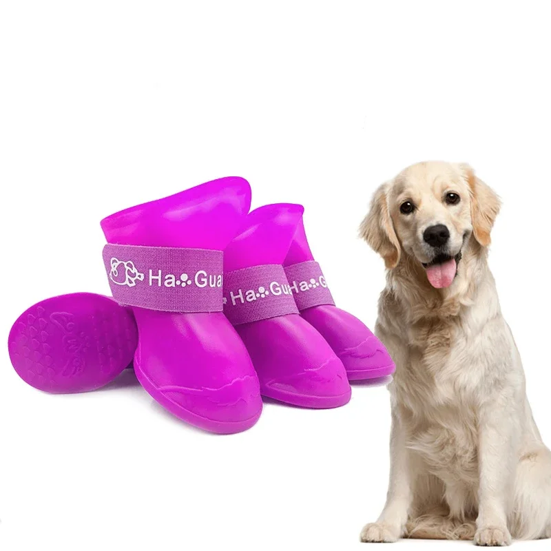 4 Uds. Zapatos para perros, botines impermeables de Color caramelo, botas de goma para perros pequeños, medianos y grandes, zapatos para exteriores, botines, accesorios para mascotas