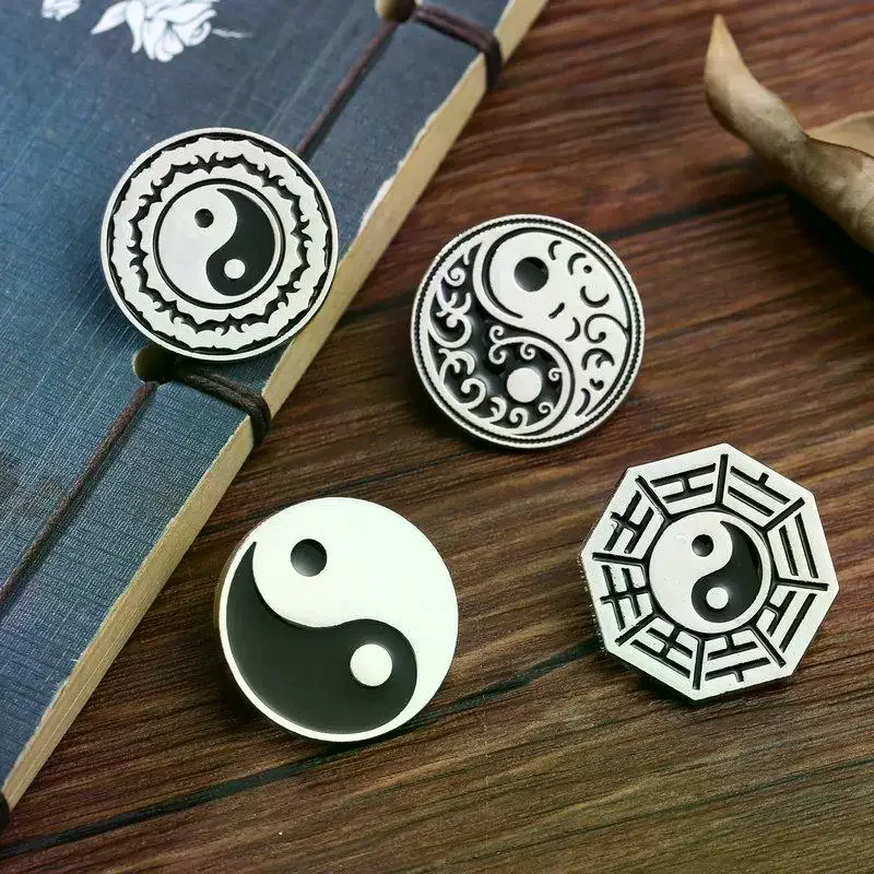 Swastika Yin Yang Bagua Brooch Religious Zinc Alloy Yoga Clothing Backpack Hat Accessories Gift
