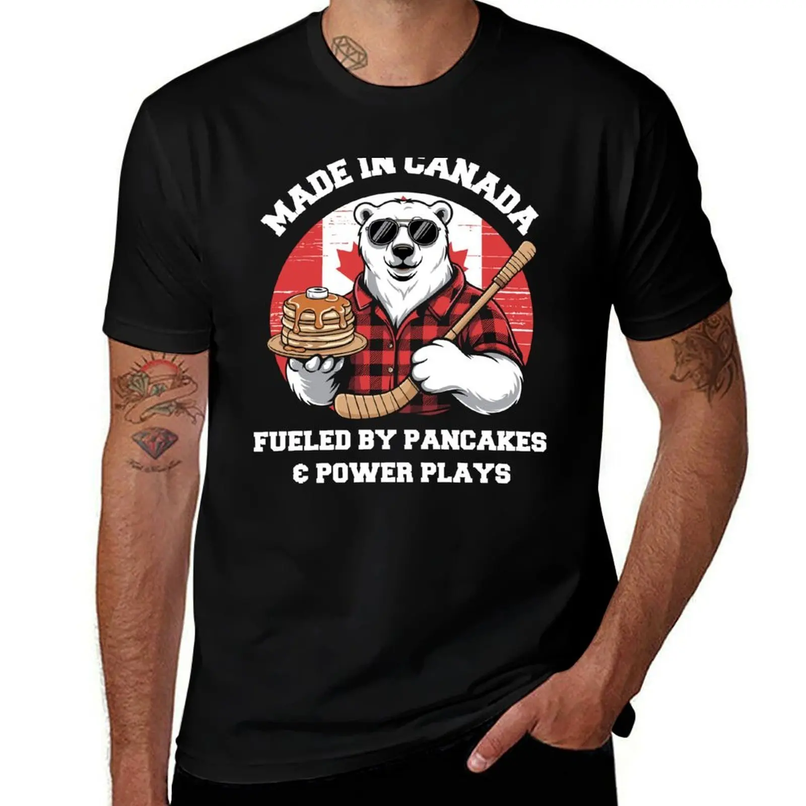 

Made in Canada – Pancakes, Power Plays, and Polar Bear Pride T-Shirt topping clothes Clothing men t shirt