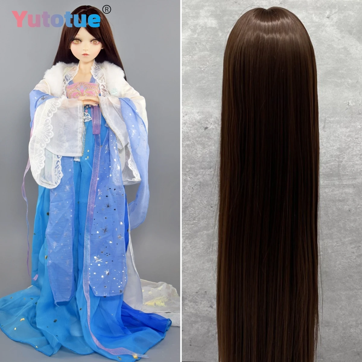 

Куклы Yutotue, длинные прямые волосы, парики коричневого цвета для 1/3 1/4 1/6, шарнирная кукла BJD, модная кукла, замена своими руками