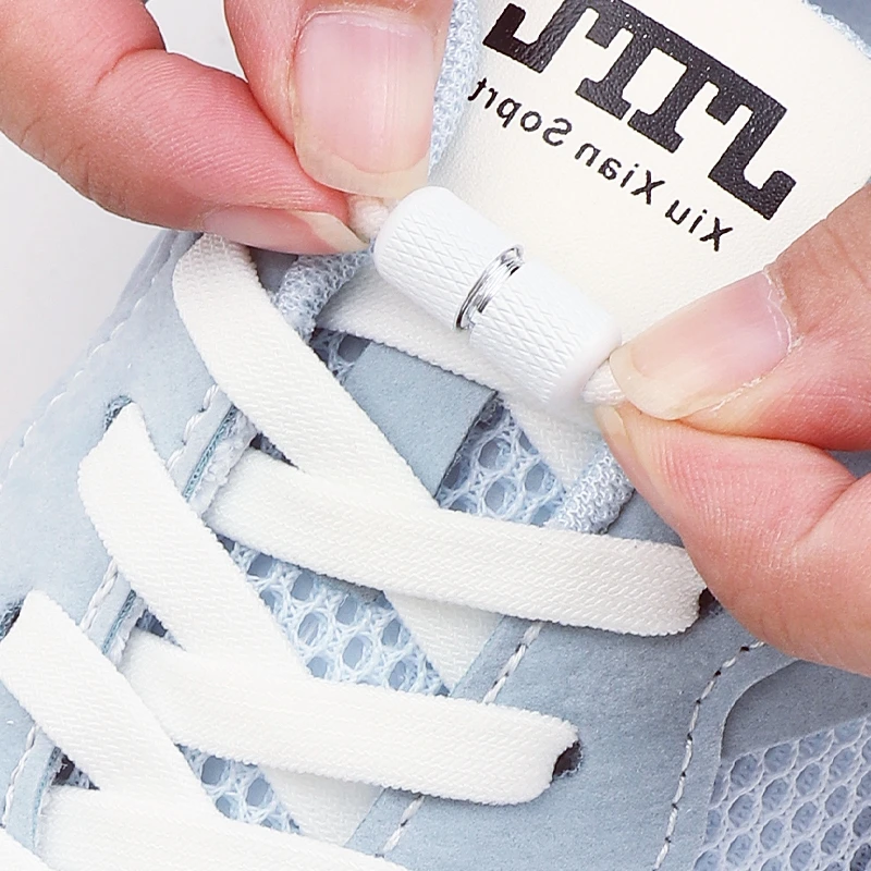 

New 1 Pair 8mm Width Elastic Laces Sneakers Flats No Tie Shoelace Children Adults Quick Lace on/Off Shoelaces Shoes Accessories