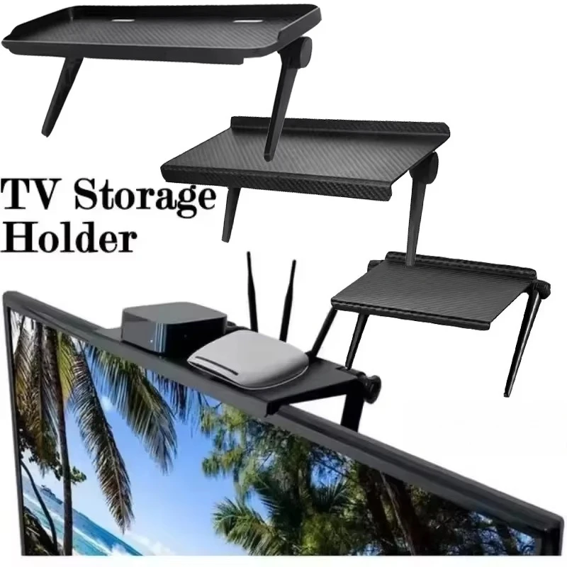 1pc TV Screen Top Storage Shelf Adjustable Computer Monitor Desktop Screen Top Storage Rack Router Shelf Rack Home Organizer
