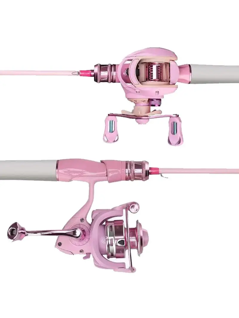 ピンクマカロン-カーボンulチューンド-ソリッド子供用釣り竿セット-コンプリートキャスティングロッドセット-軽量ポータブル-全ての釣り環境に対応