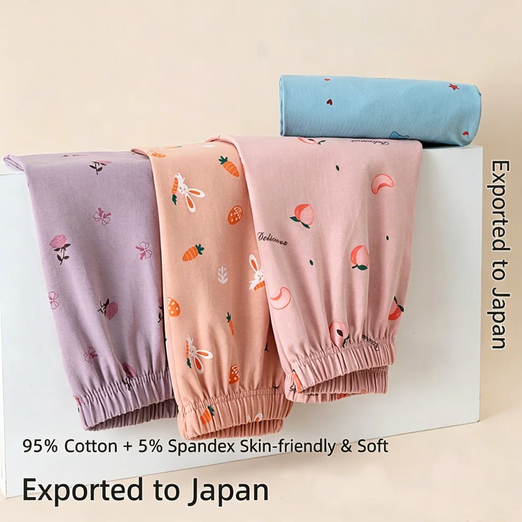 Pure Cotton Japanese Boneless Autumn and Winter Girls' Long Johns Mediumolder Children's Leggings Warm Long Pants Cotton Wool