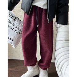 2024 Women Winter Wool Pants High Waist Thick Warm Pants Fashion Clothes Vintage Pants Female Trousers