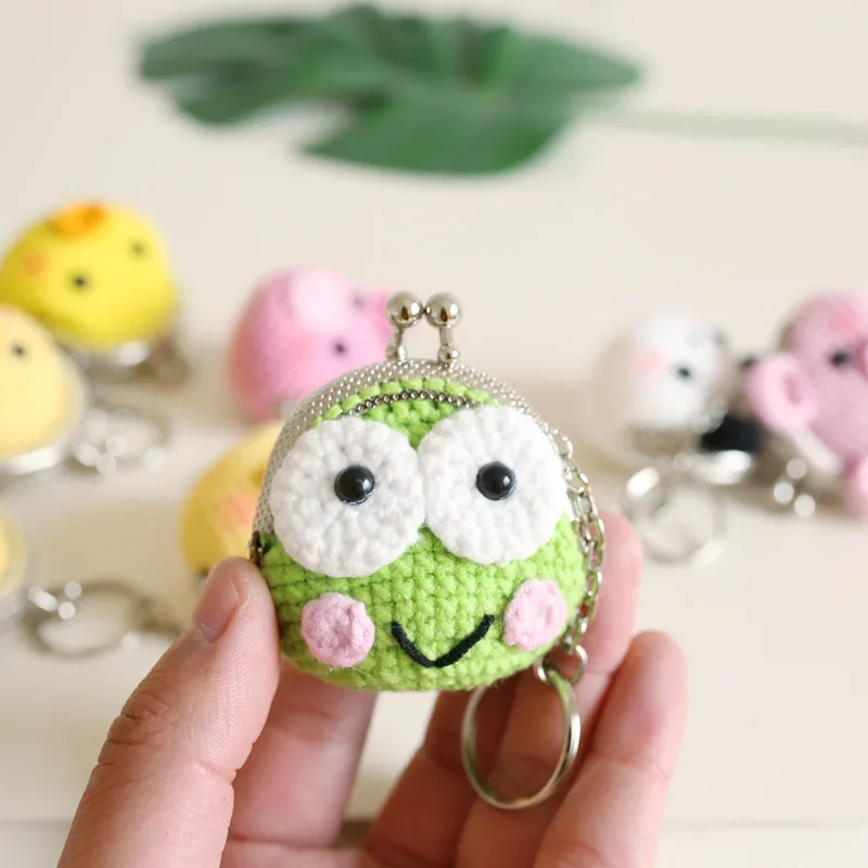 Creative Cartoon Animal Knitting Mini Bag DIY Handmade Yarn Crochet Coin Key Metal Pocket Material package