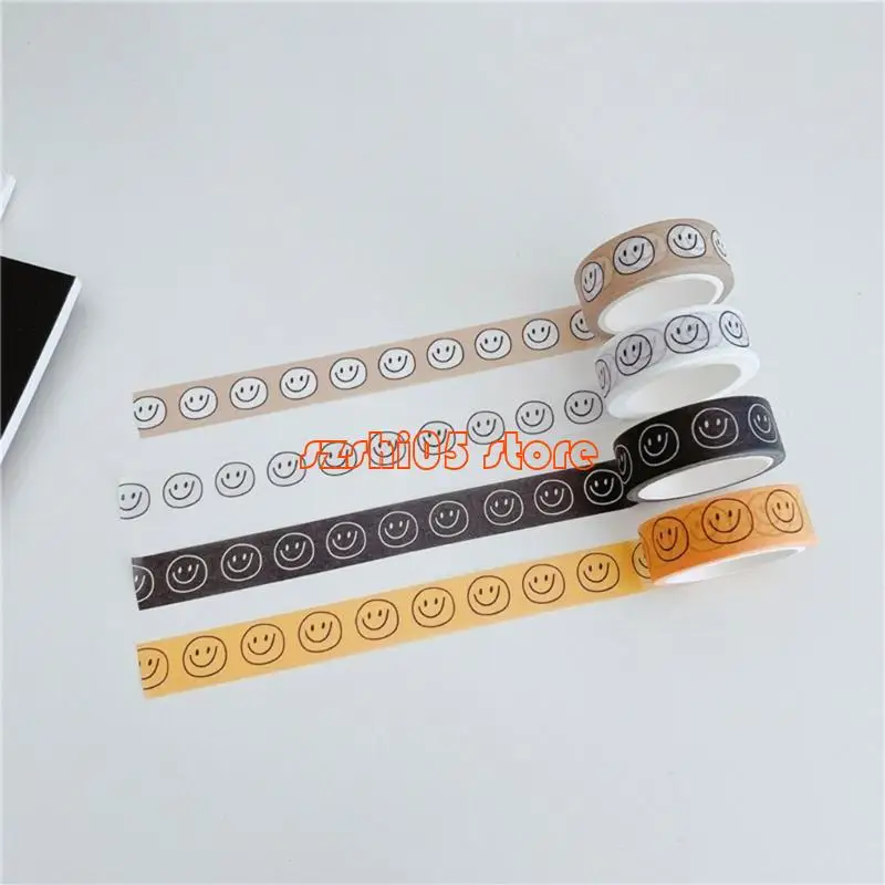 781E Aesthetic Masking Tape Smiling Face Themed Tape Scrapbooking Decorative Tape