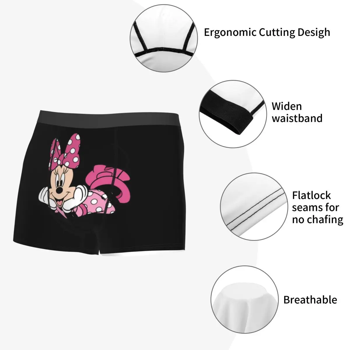 Celana dalam boxer pria, celana dalam Kartun Minnie kustom Mickey Mouse