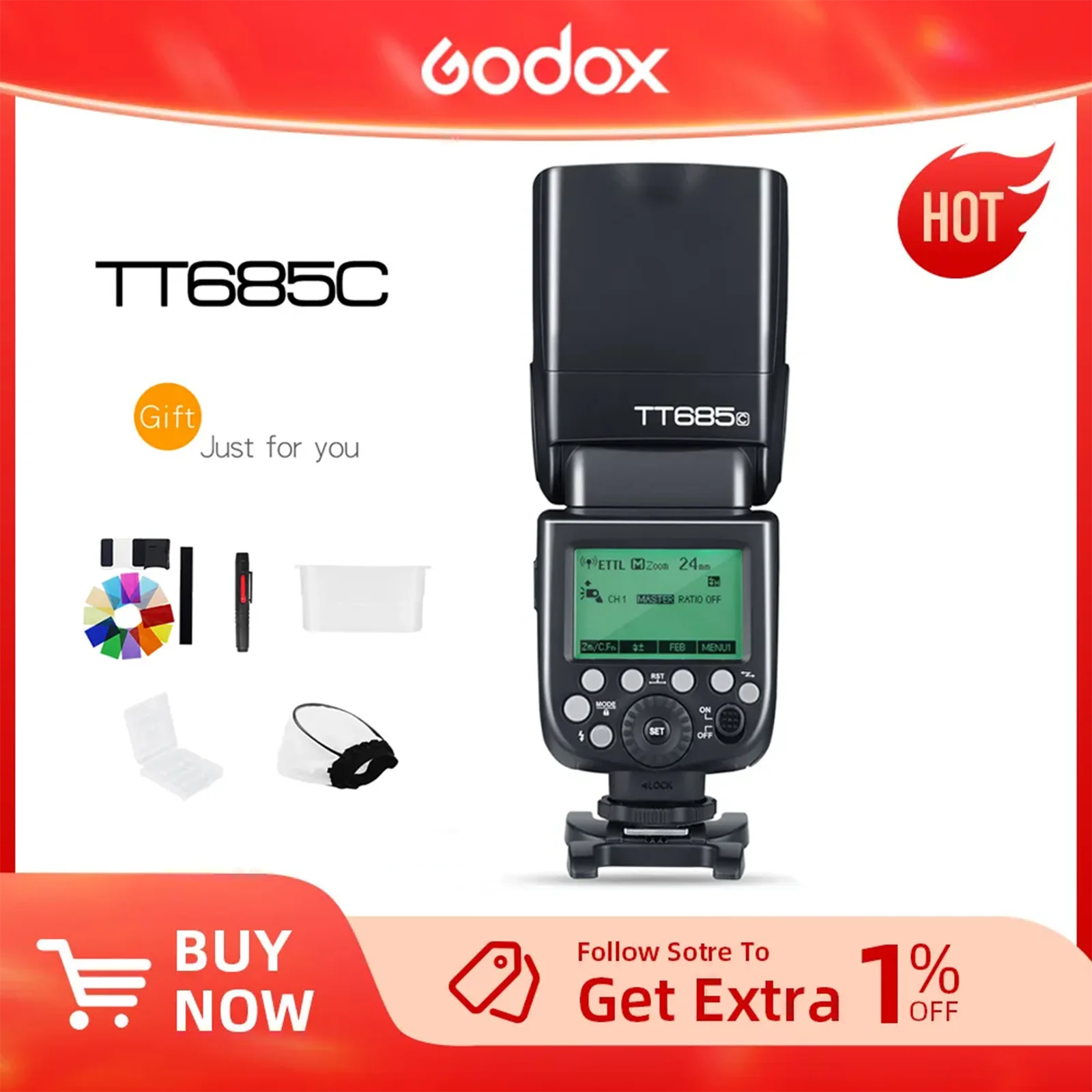 Godox TT685 TT685C TT685N TT685S TT685F TT685O TTL HSS Camera Flash Speedlite for Canon Nikon Sony Fuji Olympus Camera